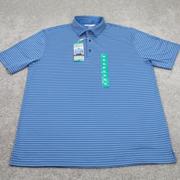 Greg Norman ML75 Polo Shirt NWT Mens XL Blue Striped Play Dry S/S Polyester - Picture 2 of 12